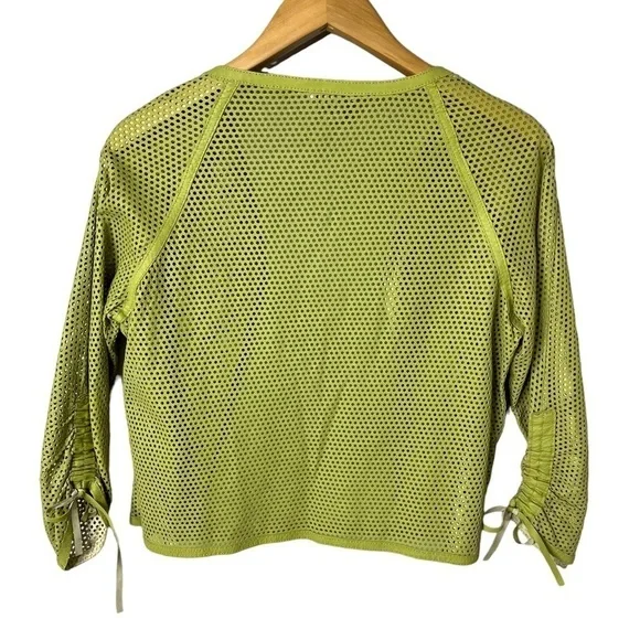 J’envie Perforated Leather Open Front Jacket Green Size Medium - Picture 2 of 6